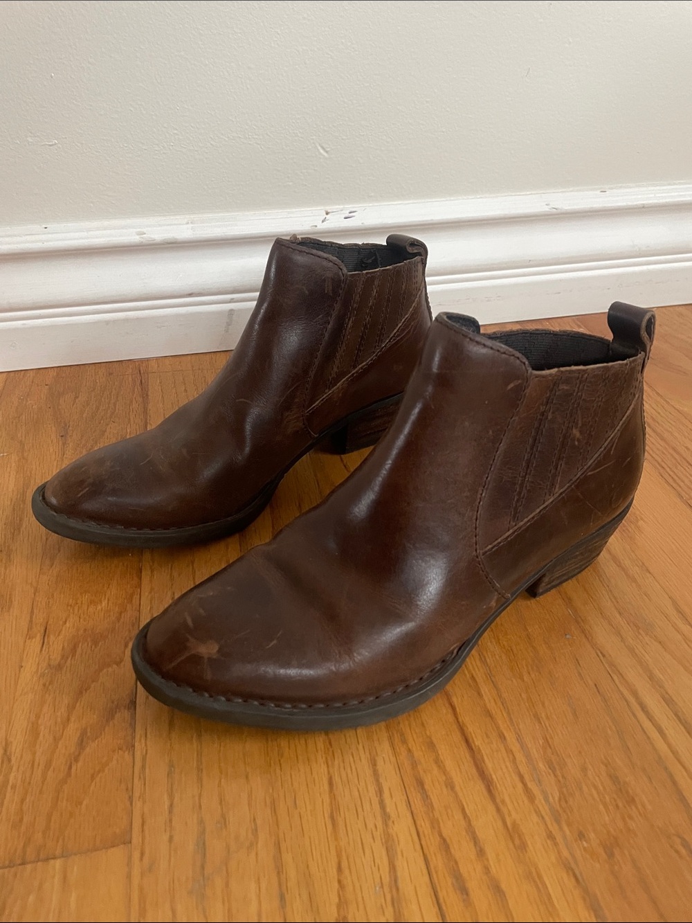 Born Women's Distressed Brown Leather Ankle Booties
